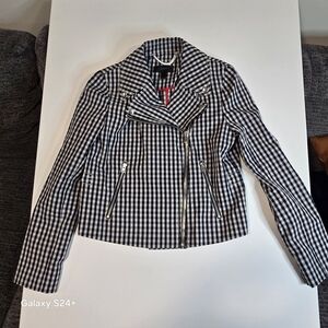 NWOT J.CREW Women's Size 8 NAVY and WHITE Gingham Jacket
